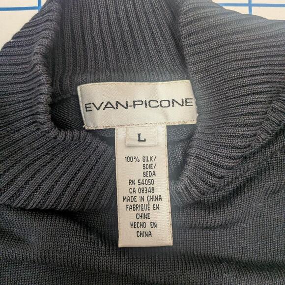 Vintage Evan-Picone 100% Silk Ribbed Mock-Turtleneck, Size L - Picture 7 of 8